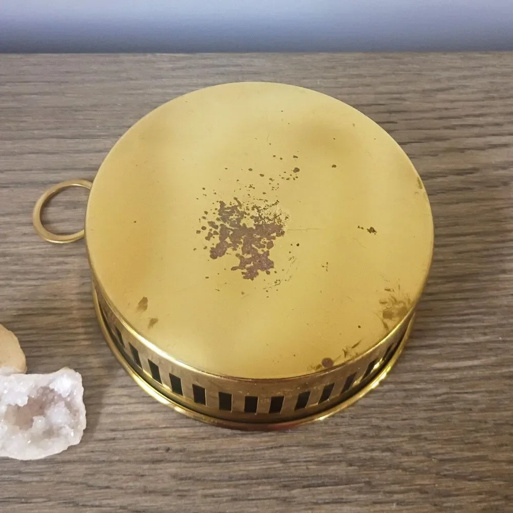 Vintage Solid Brass Pillar Candle Holder, Candle Dish, Coffee Table Decor